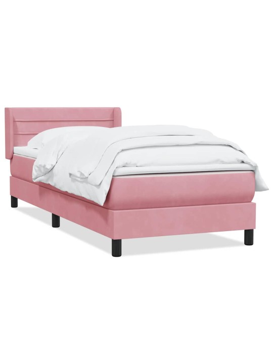 Box spring postel s matrací černá 100x220 cm růžový