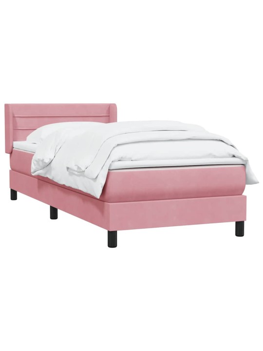 Box spring postel s matrací černá 100x220 cm růžový
