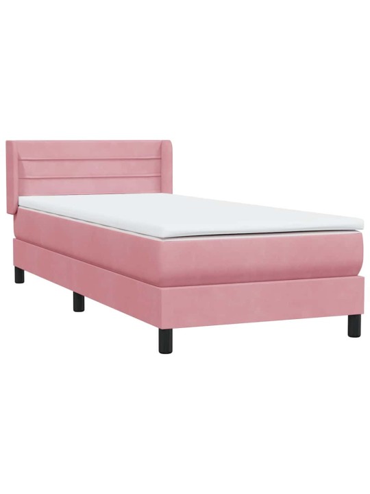 Box spring postel s matrací černá 100x220 cm růžový