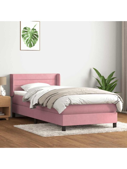 Box spring postel s matrací černá 100x220 cm růžový