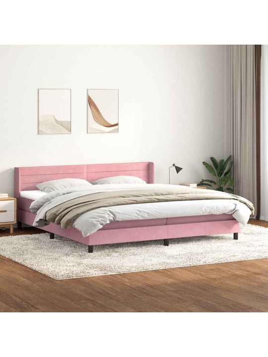 Box spring postel s matrací černá 180x220 cm růžový