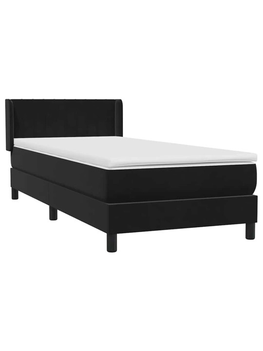 Box spring postel s matrací černý 80x220 cm samet