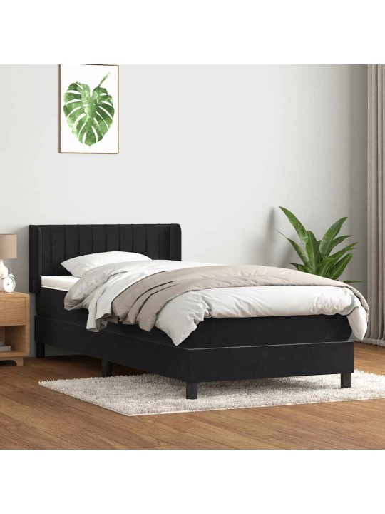 Box spring postel s matrací černý 80x220 cm samet
