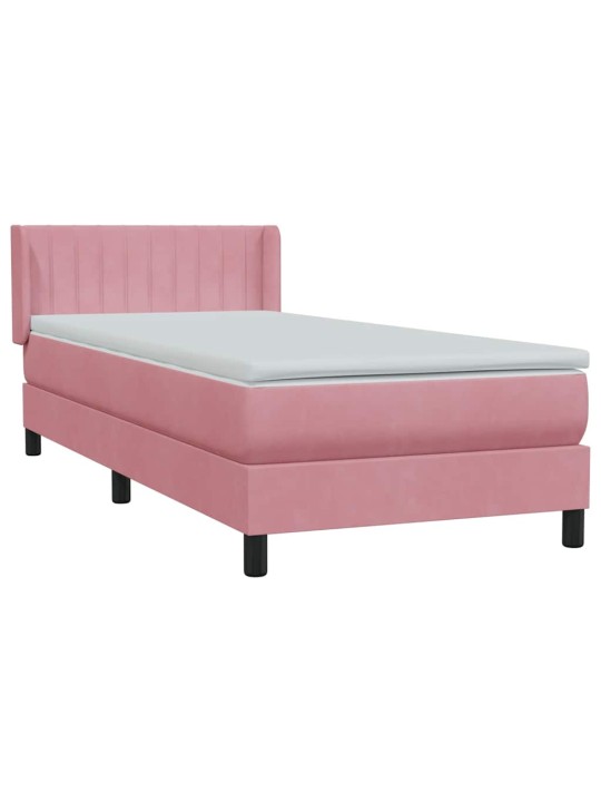 Box spring postel s matrací černá 100x220 cm růžový