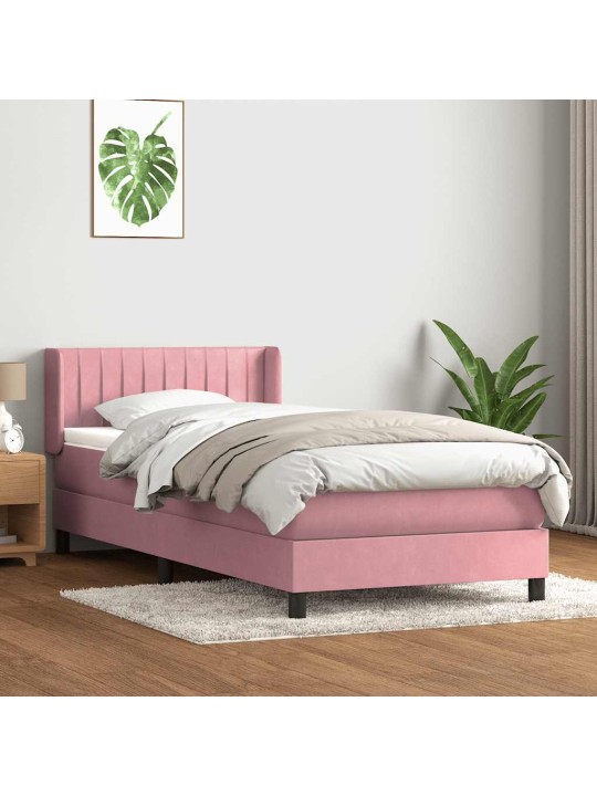 Box spring postel s matrací černá 100x220 cm růžový