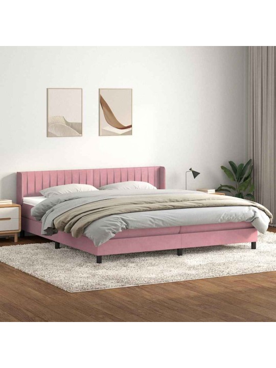 Box spring postel s matrací černá 180x220 cm růžový