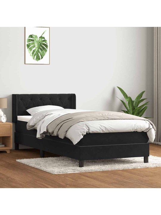 Box spring postel s matrací černý 80x220 cm samet