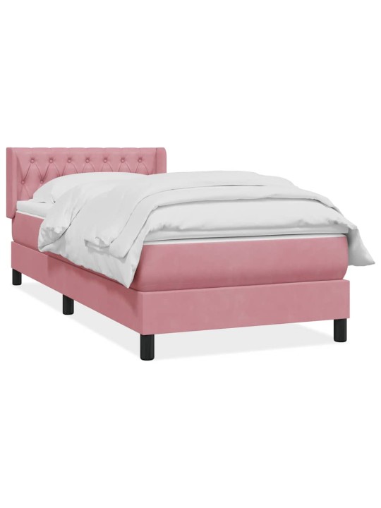 Box spring postel s matrací černá 100x220 cm růžový