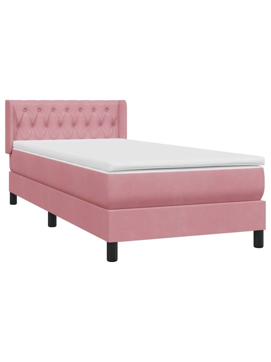 Box spring postel s matrací černá 100x220 cm růžový