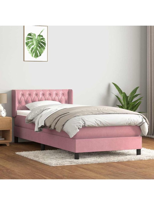 Box spring postel s matrací černá 100x220 cm růžový