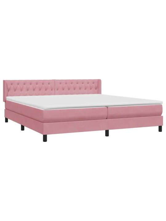 Box spring postel s matrací černá 180x220 cm růžový