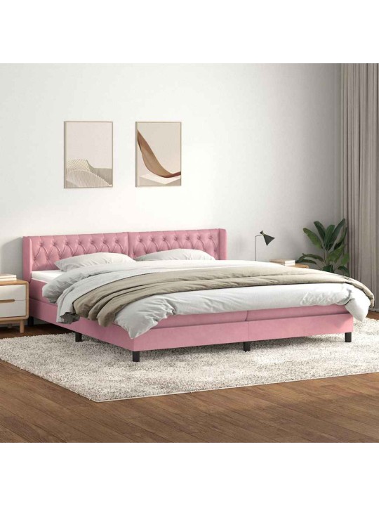 Box spring postel s matrací černá 180x220 cm růžový