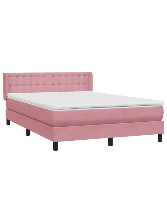 Box spring postel s matrací růžová 140x210 cm samet