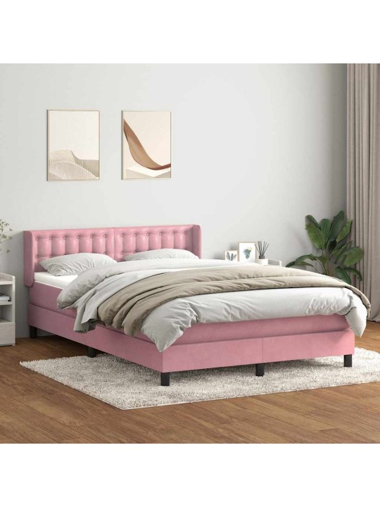 Box spring postel s matrací růžová 140x210 cm samet