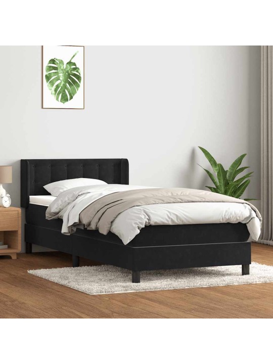 Box spring postel s matrací černý 80x220 cm samet
