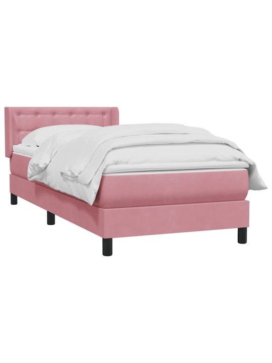 Box spring postel s matrací černá 100x220 cm růžový