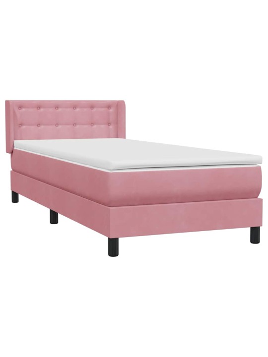 Box spring postel s matrací černá 100x220 cm růžový