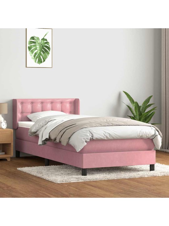 Box spring postel s matrací černá 100x220 cm růžový