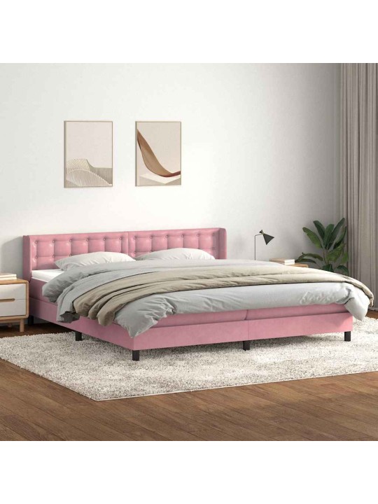 Box spring postel s matrací černá 180x220 cm růžový