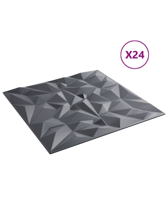 Nástěnné panely 24 ks šedé 50 x 50 cm XPS 6 m² ametyst