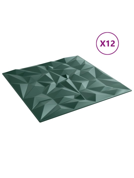 Nástěnné panely 12 ks zelené 50 x 50 cm XPS 3 m² ametyst