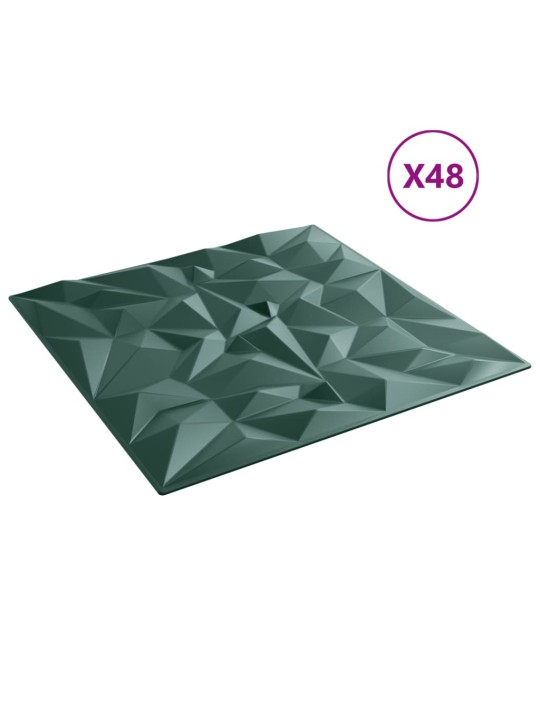 Nástěnné panely 48 ks zelené 50 x 50 cm XPS 12 m² ametyst