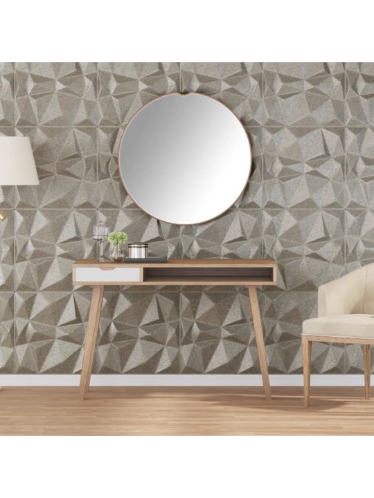 Nástěnné panely 12 ks betonové 50 x 50 cm XPS 3 m² diamant