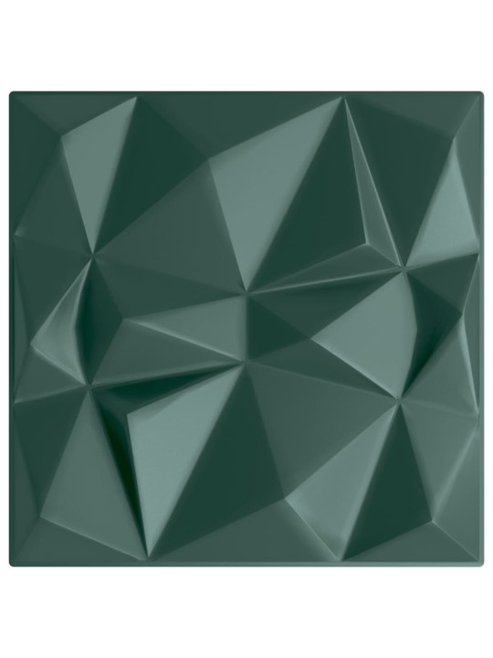 Nástěnné panely 12 ks zelené 50 x 50 cm XPS 3 m² diamant