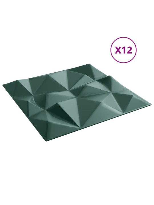Nástěnné panely 12 ks zelené 50 x 50 cm XPS 3 m² diamant