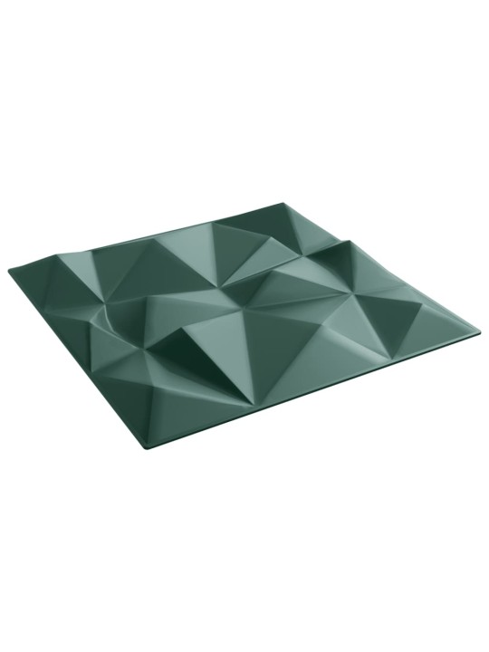 Nástěnné panely 12 ks zelené 50 x 50 cm XPS 3 m² diamant