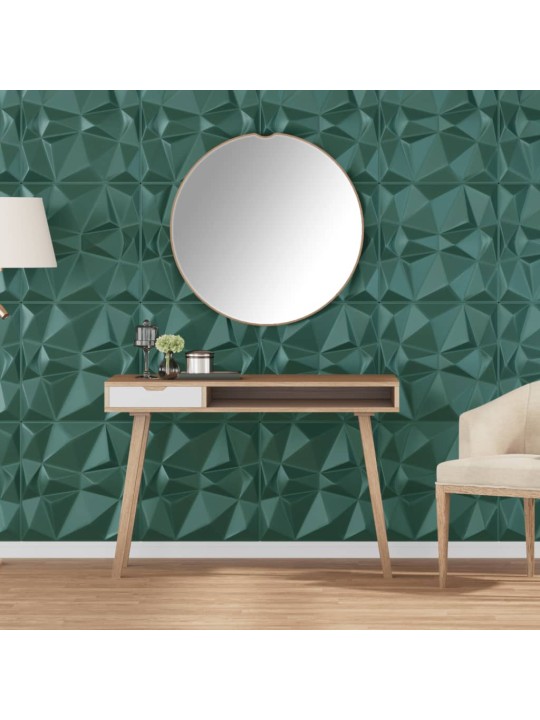 Nástěnné panely 12 ks zelené 50 x 50 cm XPS 3 m² diamant
