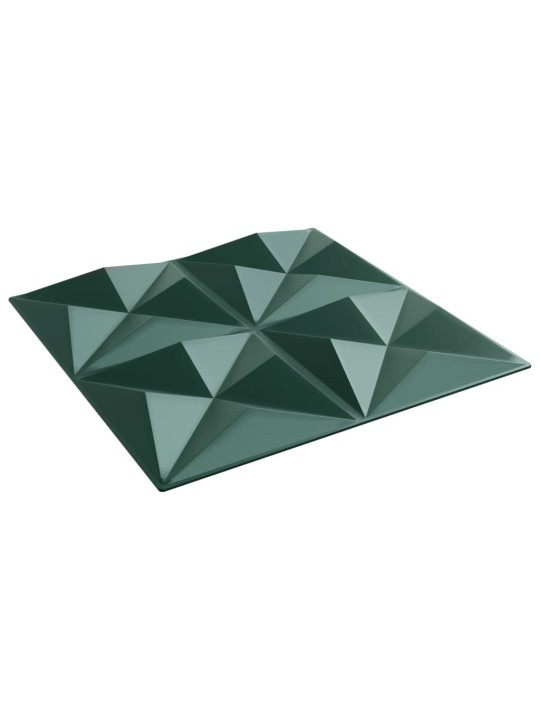 Nástěnné panely 12 ks zelené 50 x 50 cm XPS 3 m² origami