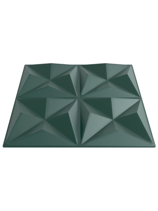 Nástěnné panely 12 ks zelené 50 x 50 cm XPS 3 m² origami