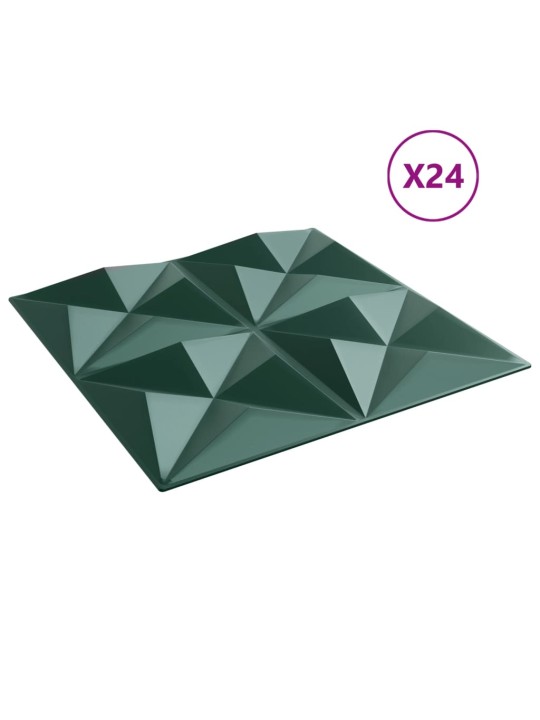 Nástěnné panely 24 ks zelené 50 x 50 cm XPS 6 m² origami