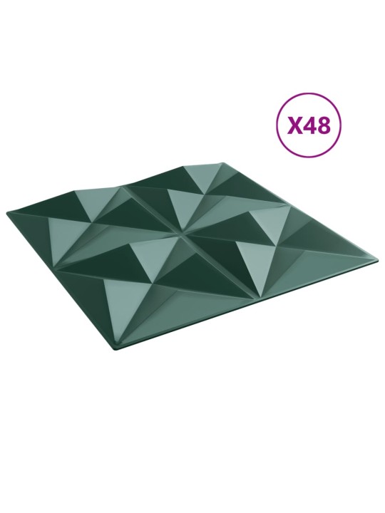 Nástěnné panely 48 ks zelené 50 x 50 cm XPS 12 m² origami