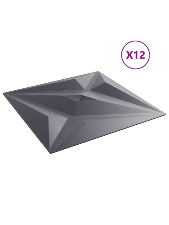 Nástěnné panely 12 ks šedé 50 x 50 cm XPS 3 m² hvězda