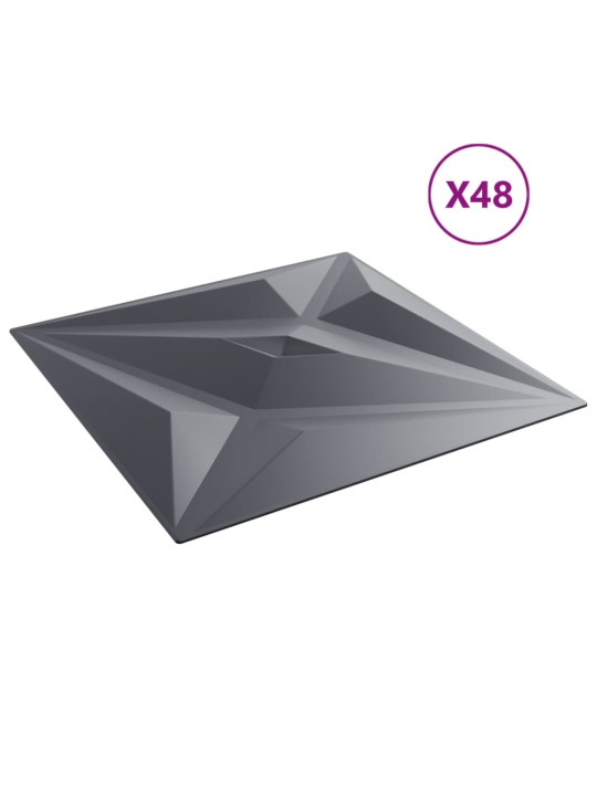 Nástěnné panely 48 ks šedé 50 x 50 cm XPS 12 m² hvězda