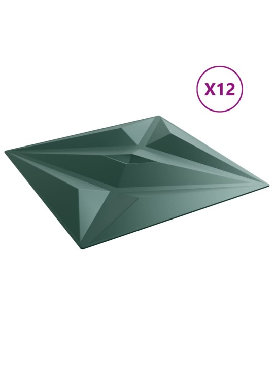 Nástěnné panely 12 ks zelené 50 x 50 cm xps 3 m² hvězda