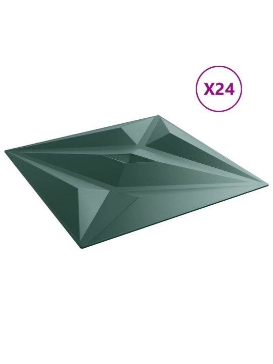Nástěnné panely 24 ks zelené 50 x 50 cm XPS 6 m² hvězda