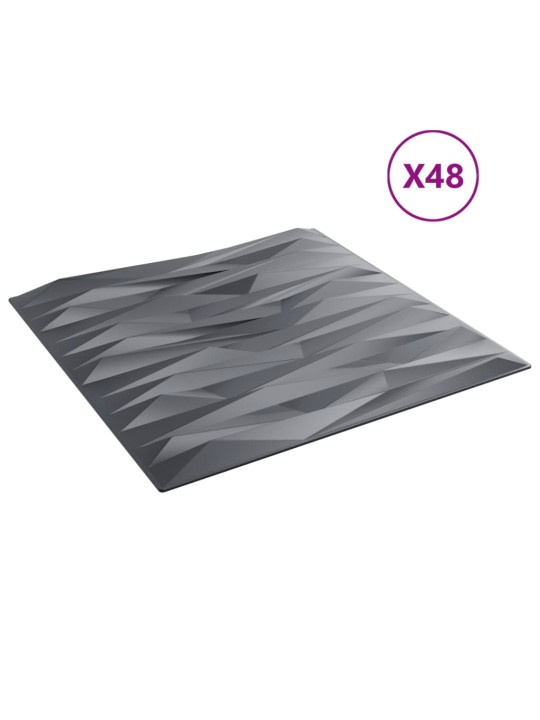 Nástěnné panely 48 ks šedé 50 x 50 cm XPS 12 m² kámen
