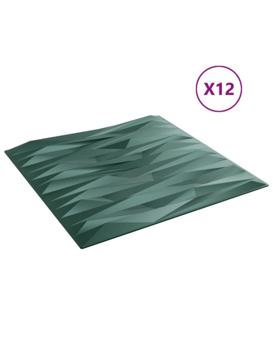 Nástěnné panely 12 ks zelené 50 x 50 cm XPS 3 m² kámen