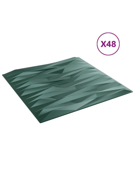 Nástěnné panely 48 ks zelené 50 x 50 cm XPS 12 m² kámen