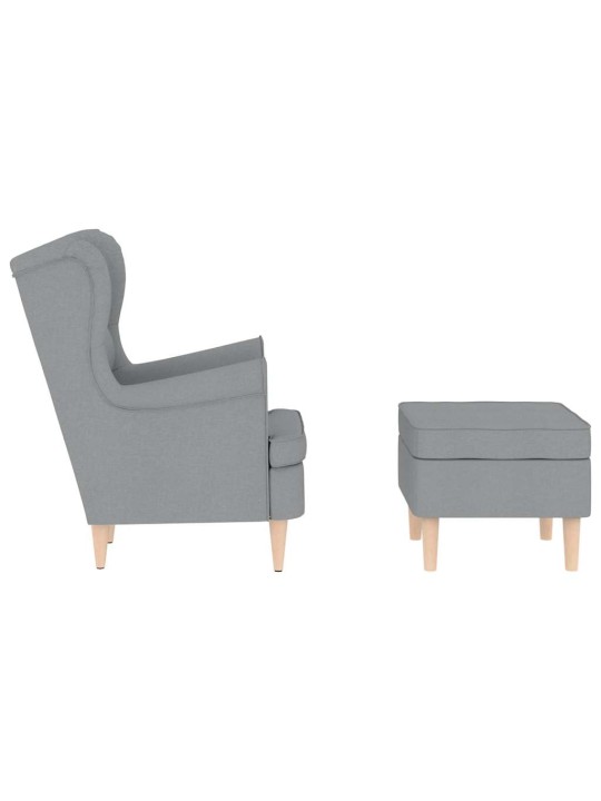 Křeslo s podnožkou světle šedé textil