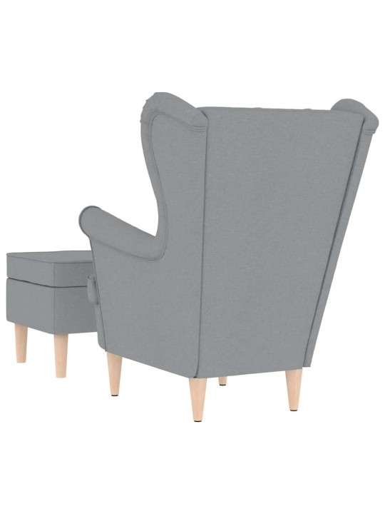 Křeslo s podnožkou světle šedé textil