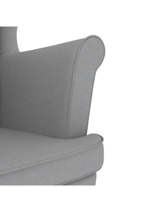 Křeslo s podnožkou světle šedé textil