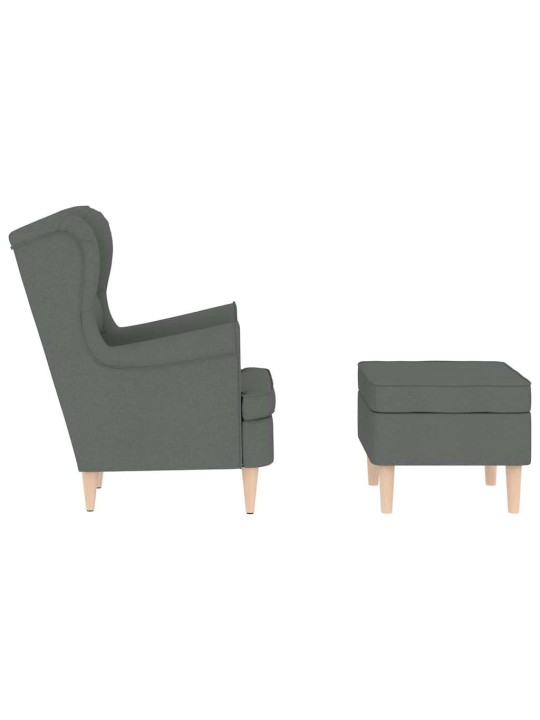 Křeslo s podnožkou tmavě šedé textil