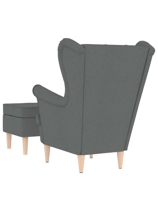 Křeslo s podnožkou tmavě šedé textil