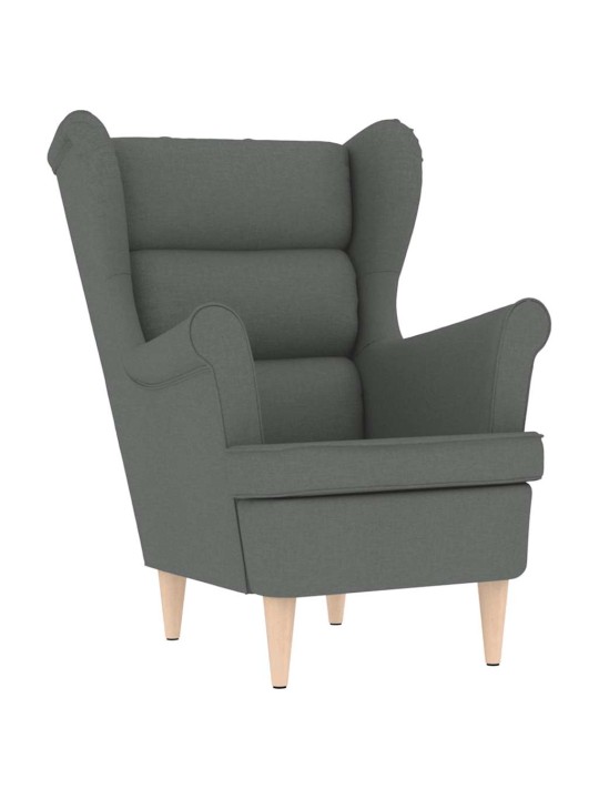 Křeslo s podnožkou tmavě šedé textil