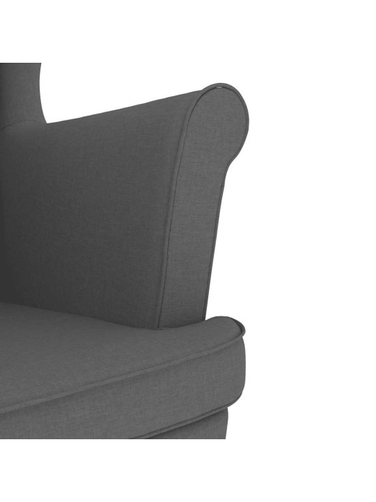 Křeslo s podnožkou tmavě šedé textil