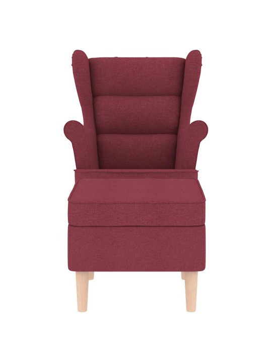 Křeslo s podnožkou vínové textil